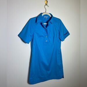 Hinson Wu Stretch Polished Cotton Shift Dress Collared with Back Buttons Sz XS